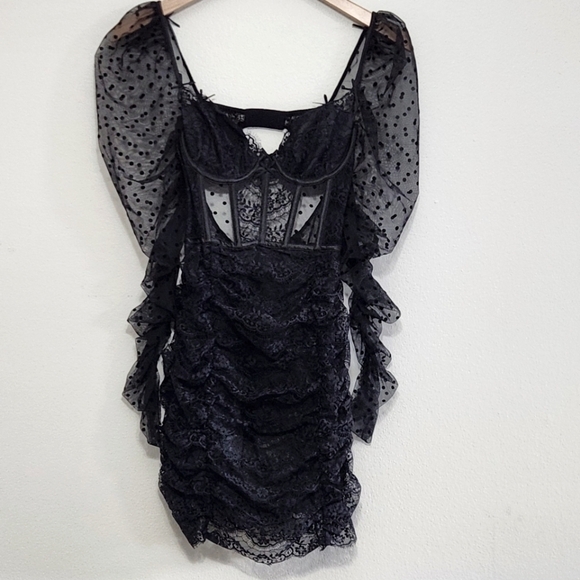 New!For Love And Lemons Delcate Lace Long Sleeve Dress - Picture 6 of 12